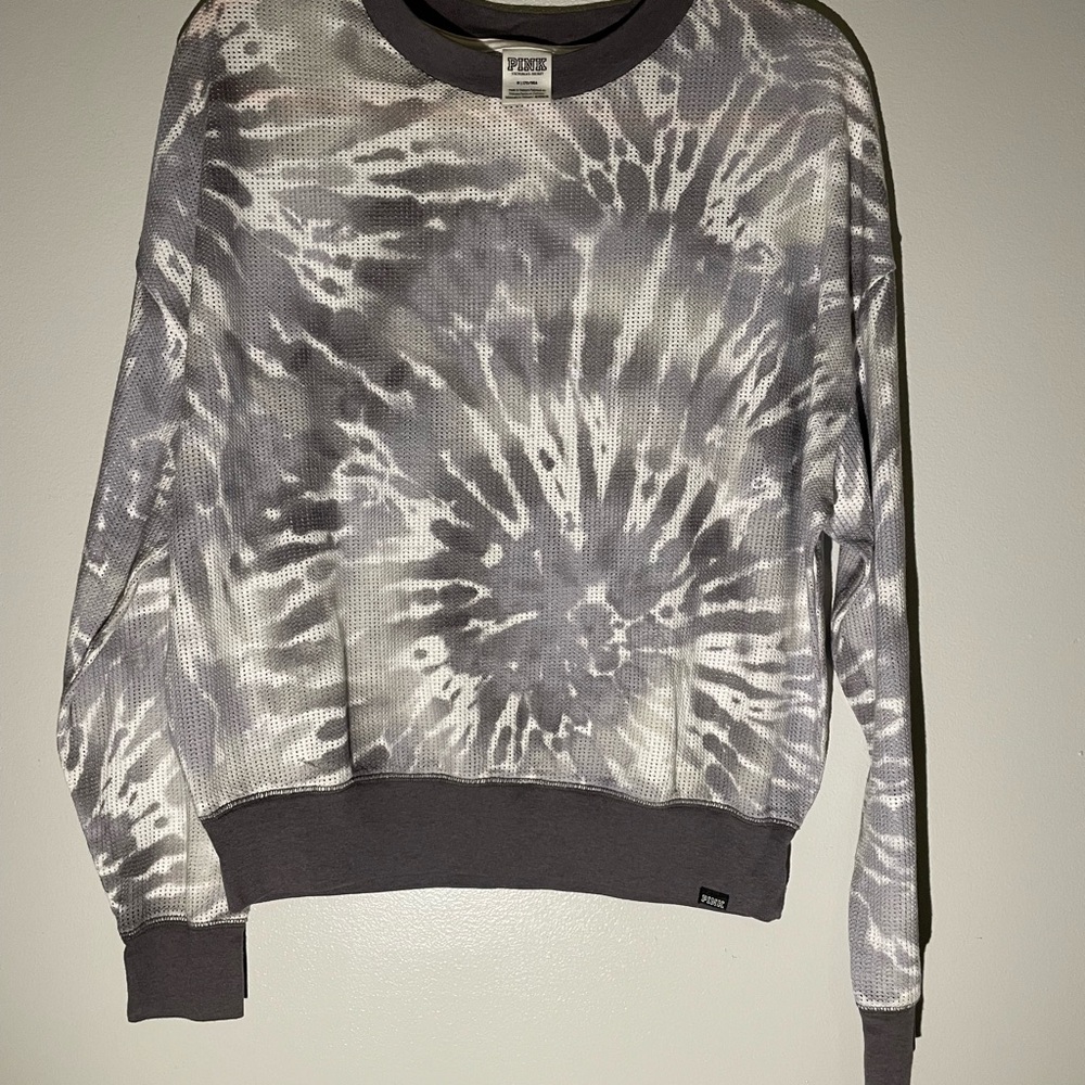 PINK Victoria's Secret Gray Tie-Dye Sweatshirt